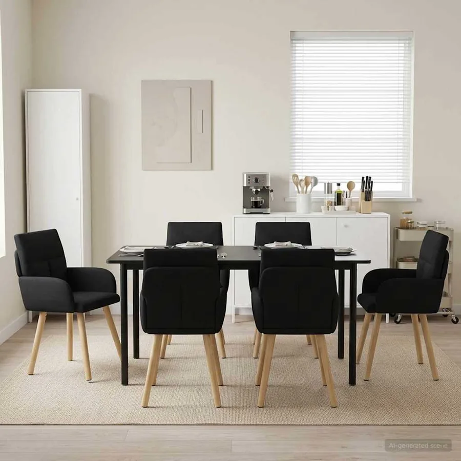 Chaises de salle à manger 6 pcs Tissu Noir 60 x 56 x 96 cm