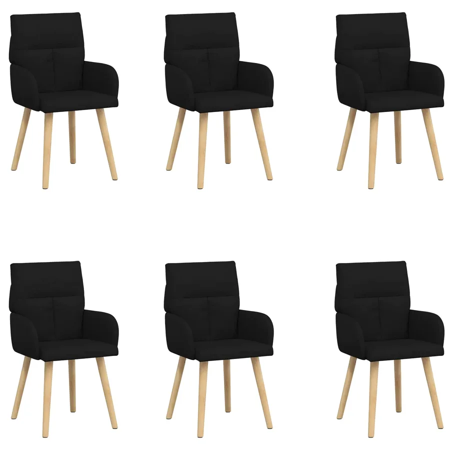 Chaises de salle à manger 6 pcs Tissu Noir 60 x 56 x 96 cm - 2