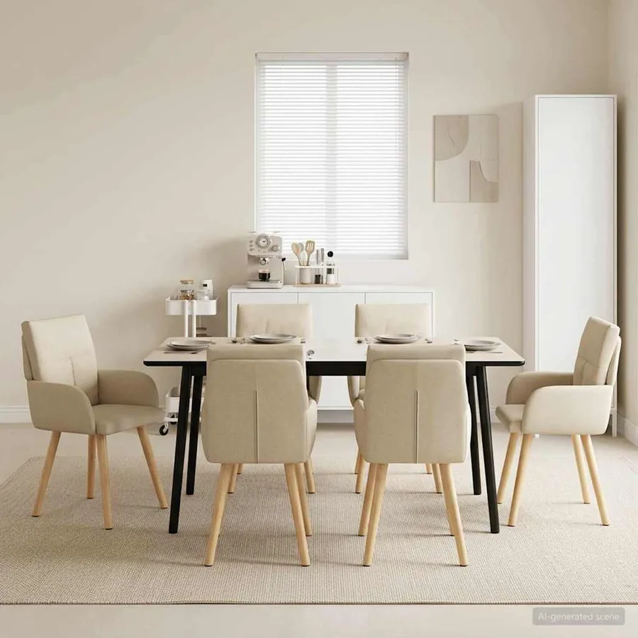 Chaises de salle à manger 6 pcs Tissu Crème 60 x 56 x 96 cm