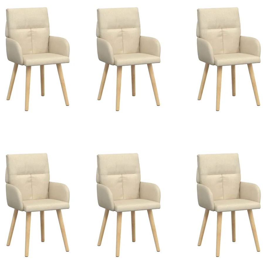 Chaises de salle à manger 6 pcs Tissu Crème 60 x 56 x 96 cm - 2