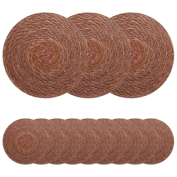 Dessous de verre en herbe marine 12 pcs Marron Ø 30 cm