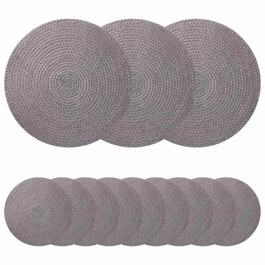 Placemets en jute 12 pcs Gris Ø 30 cm 100 % jute Tossa