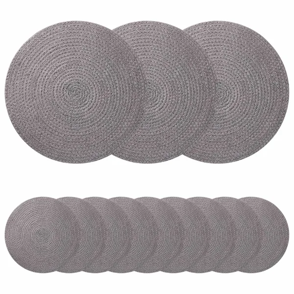 Placemets en jute 12 pcs Gris Ø 30 cm 100 % jute Tossa