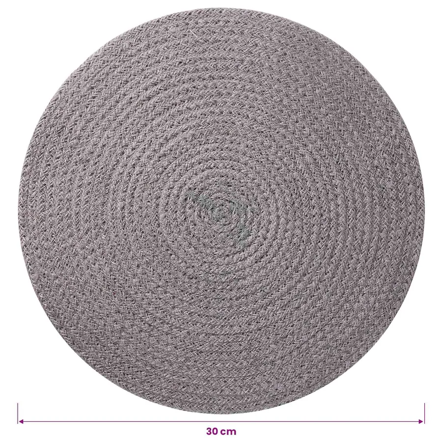 Placemets en jute 12 pcs Gris Ø 30 cm 100 % jute Tossa - 5