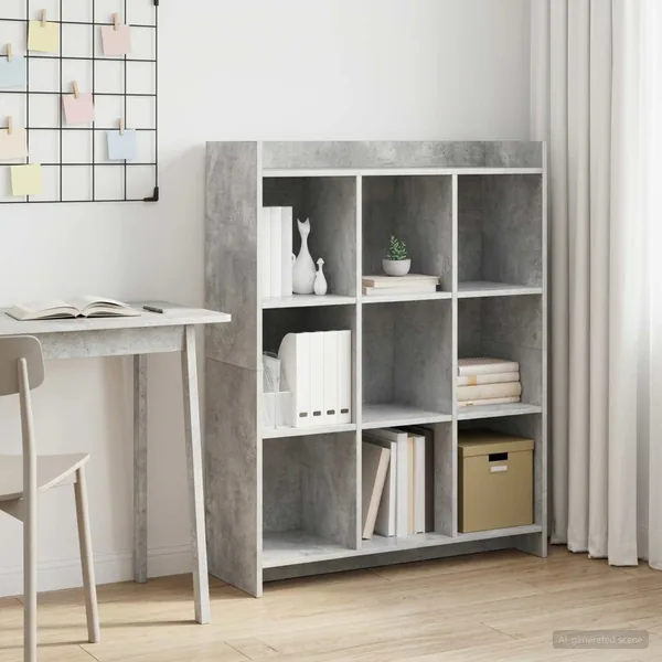 Bibliothèque Gris Béton 87,5 x 30 x 111 cm Bois d'ingénierie