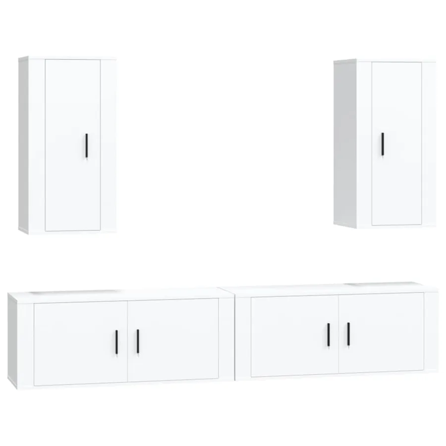 Ensemble de meubles TV 4 pcs Blanc Bois d'ingénierie - 2