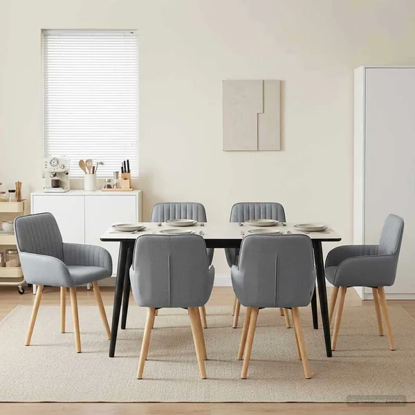 Chaises de salle à manger 6 pcs Tissu Gris clair