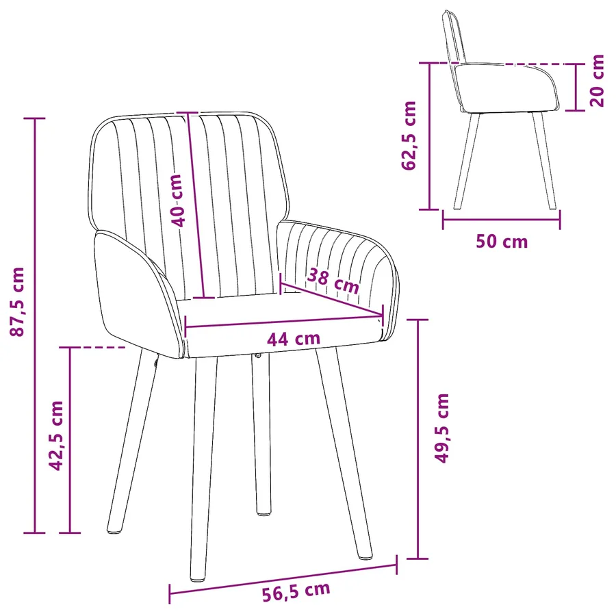 Chaises de salle à manger 6 pcs Tissu Gris clair - 8