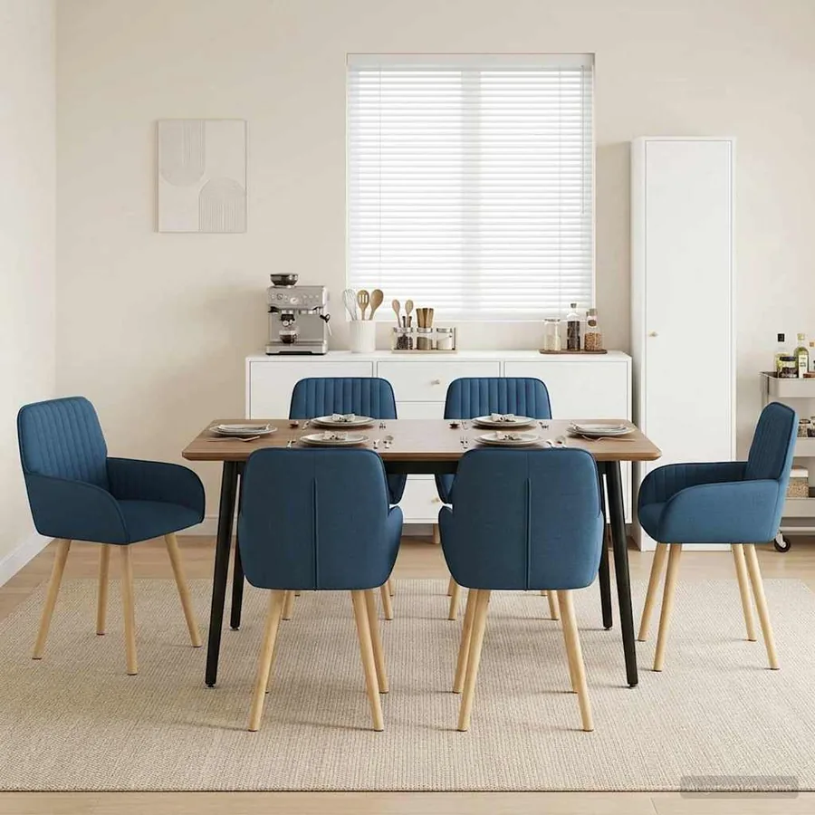 Chaises de salle à manger 6 pcs Tissu Bleu 56,5 x 50 x 87,5 cm