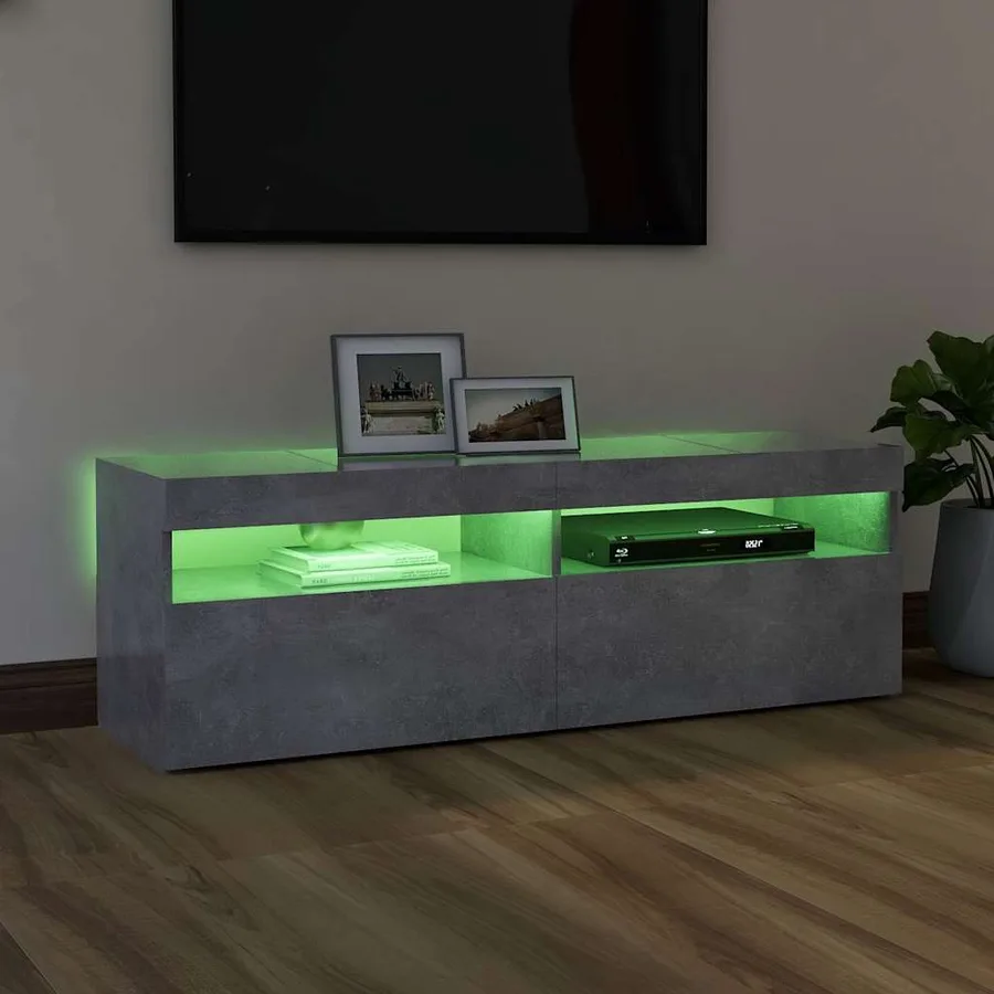 Meuble TV avec lumières LED gris béton 120x35x40 cm - 15
