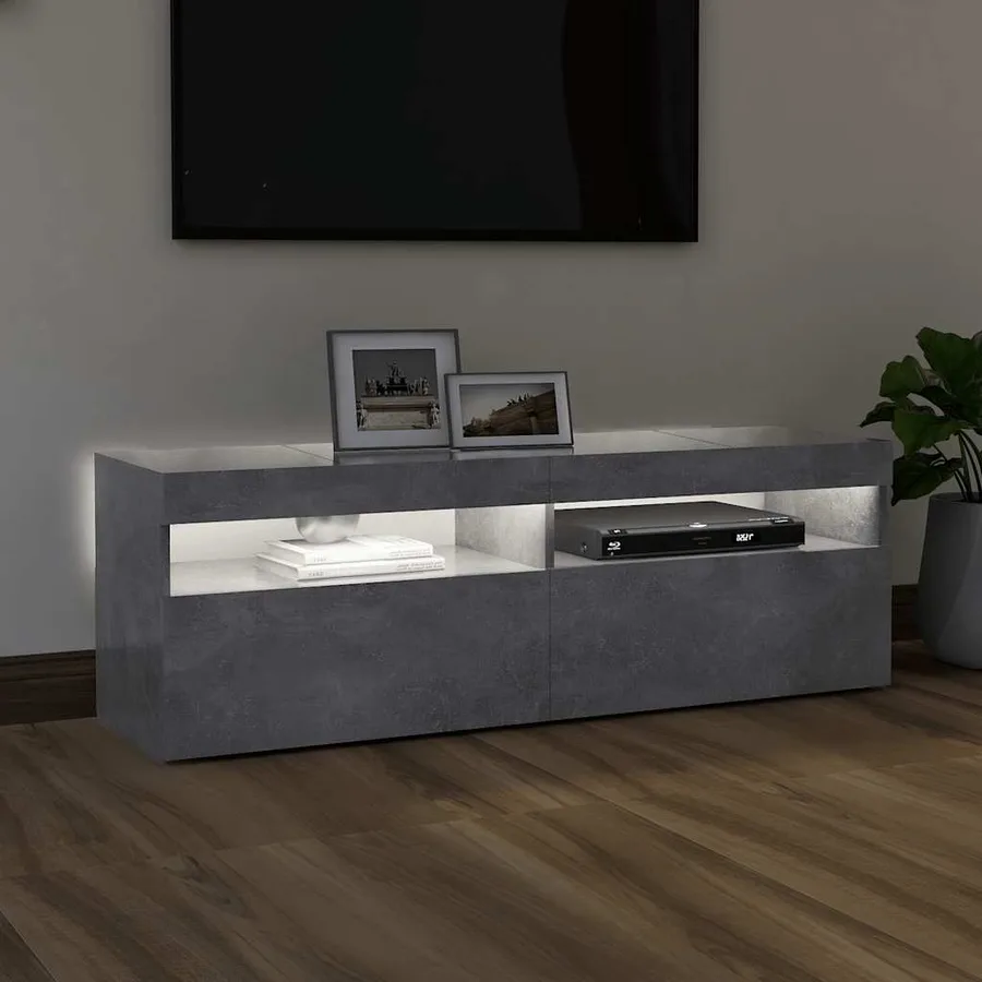 Meuble TV avec lumières LED gris béton 120x35x40 cm - 4