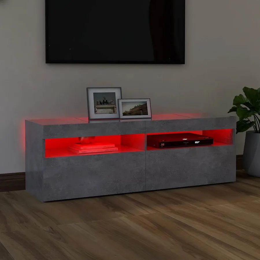 Meuble TV avec lumières LED gris béton 120x35x40 cm - 5
