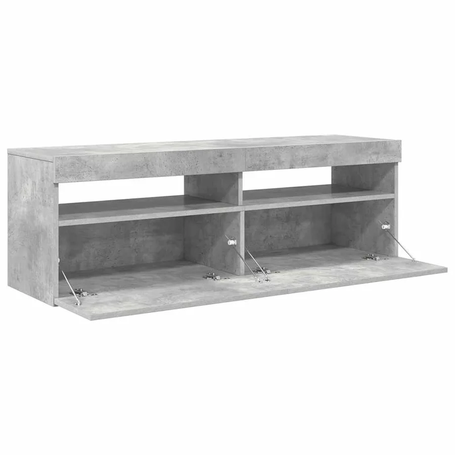 Meuble TV avec lumières LED gris béton 120x35x40 cm - 8