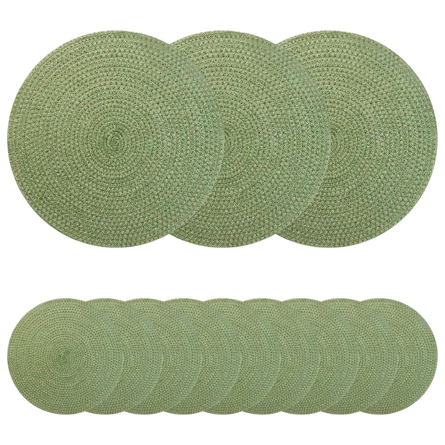 Placemets en jute 12 pcs Vert olive Ø 30 cm 100 % jute Tossa