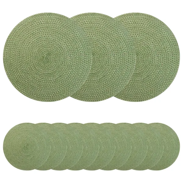 Placemets en jute 12 pcs Vert olive Ø 30 cm 100 % jute Tossa