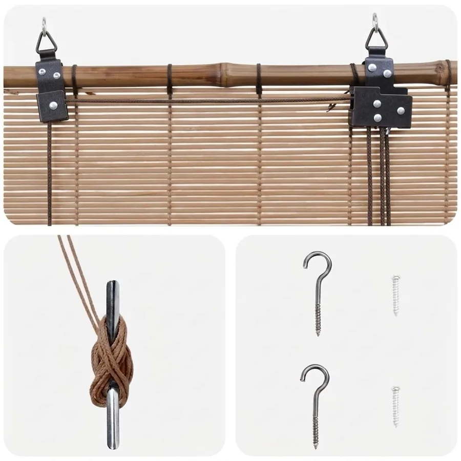 Store enrouleur Marron 60 x 220 cm Bambou - 4