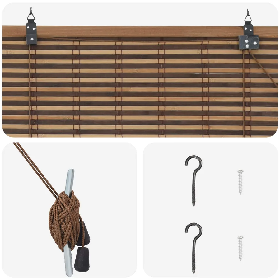 Store enrouleur Marron 40 x 220 cm Bambou - 4