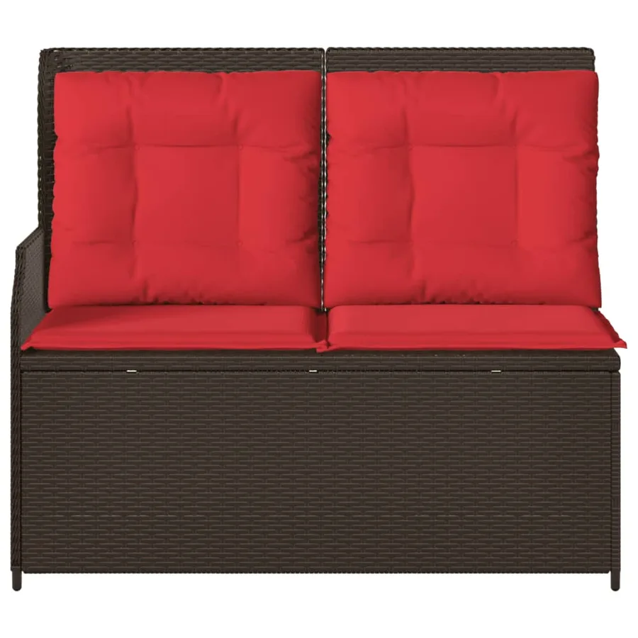 Banc inclinable de jardin avec coussins marron résine tressée - 4