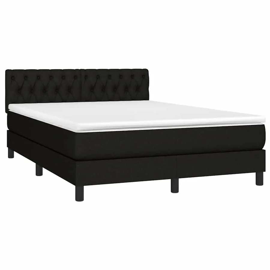 Sommier à lattes de lit avec matelas LED Noir 140x190 cm Tissu - 3