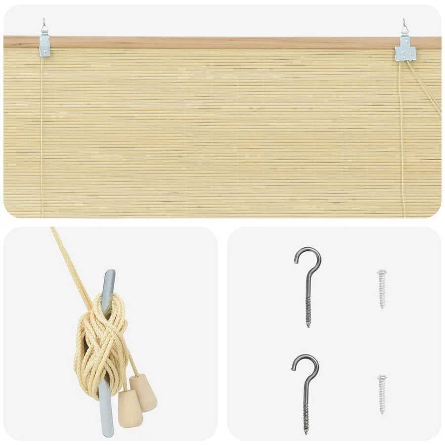 Store enrouleur Naturel 130 x 220 cm Bambou - 4