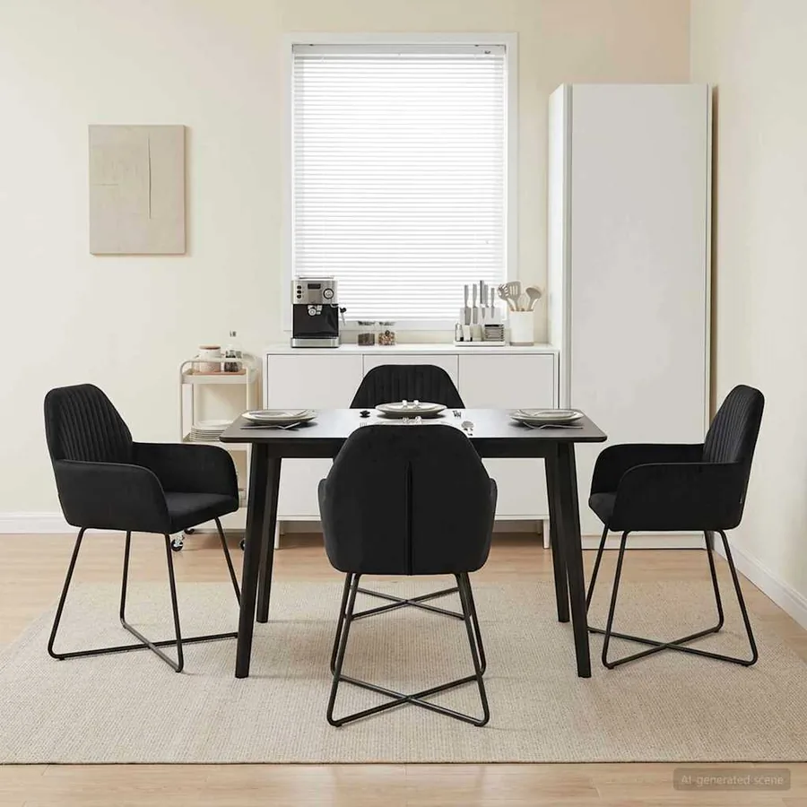 Chaises de salle à manger 4 pcs Velours Noir 55 x 50 x 84 cm
