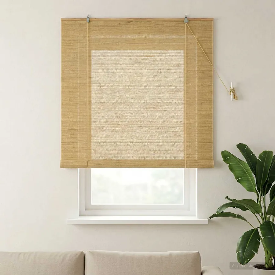 Store enrouleur Naturel 140 x 160 cm Bambou