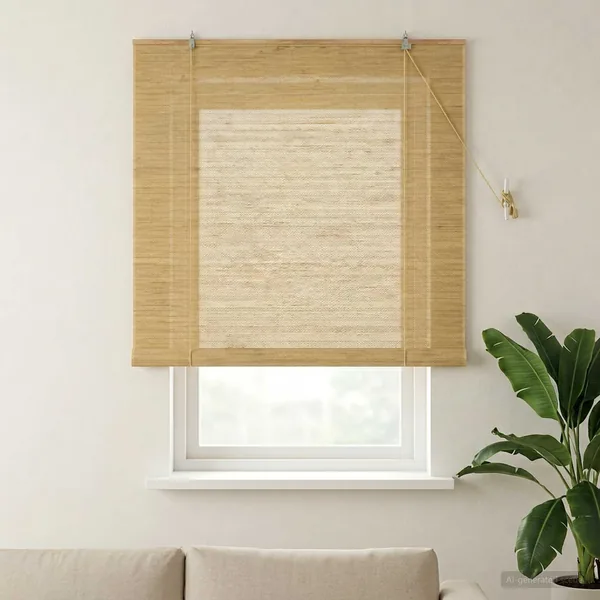 Store enrouleur Naturel 140 x 160 cm Bambou
