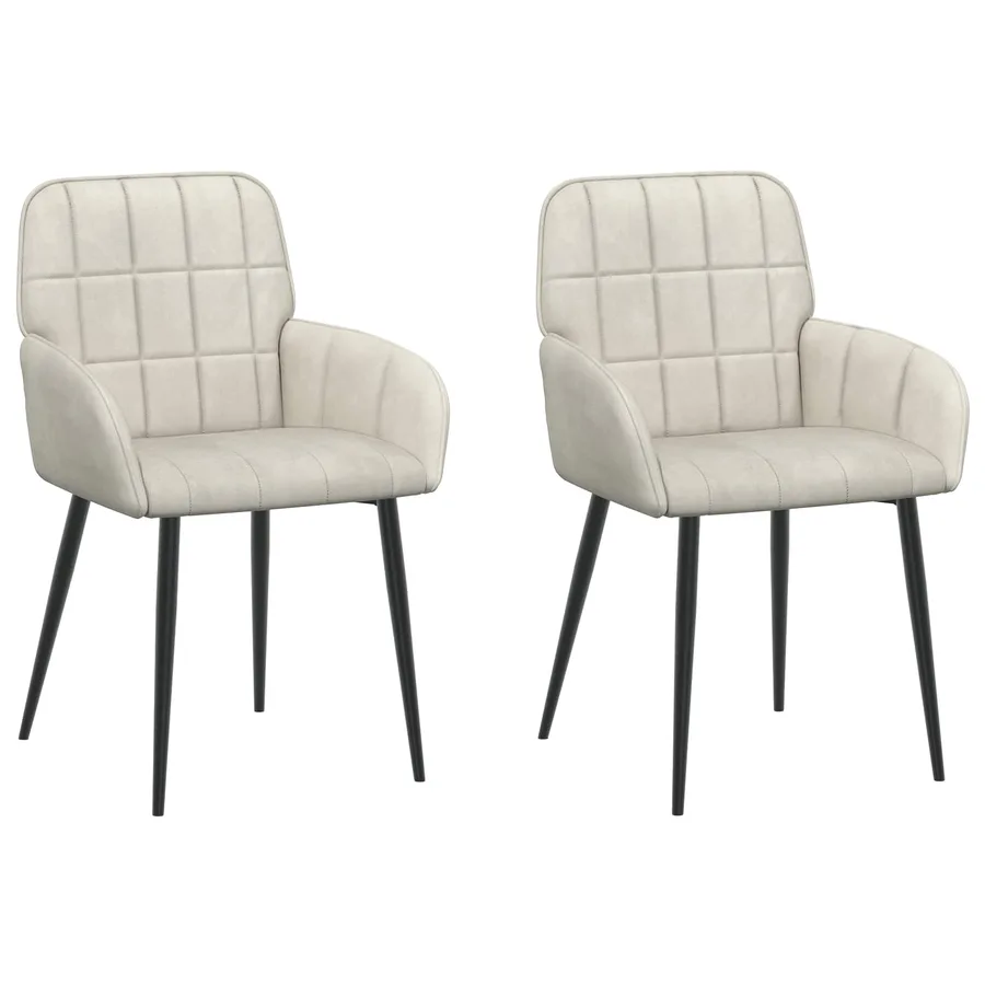 Chaises de salle à manger 2 pcs Velours Crème 57 x 50 x 85 cm - 2