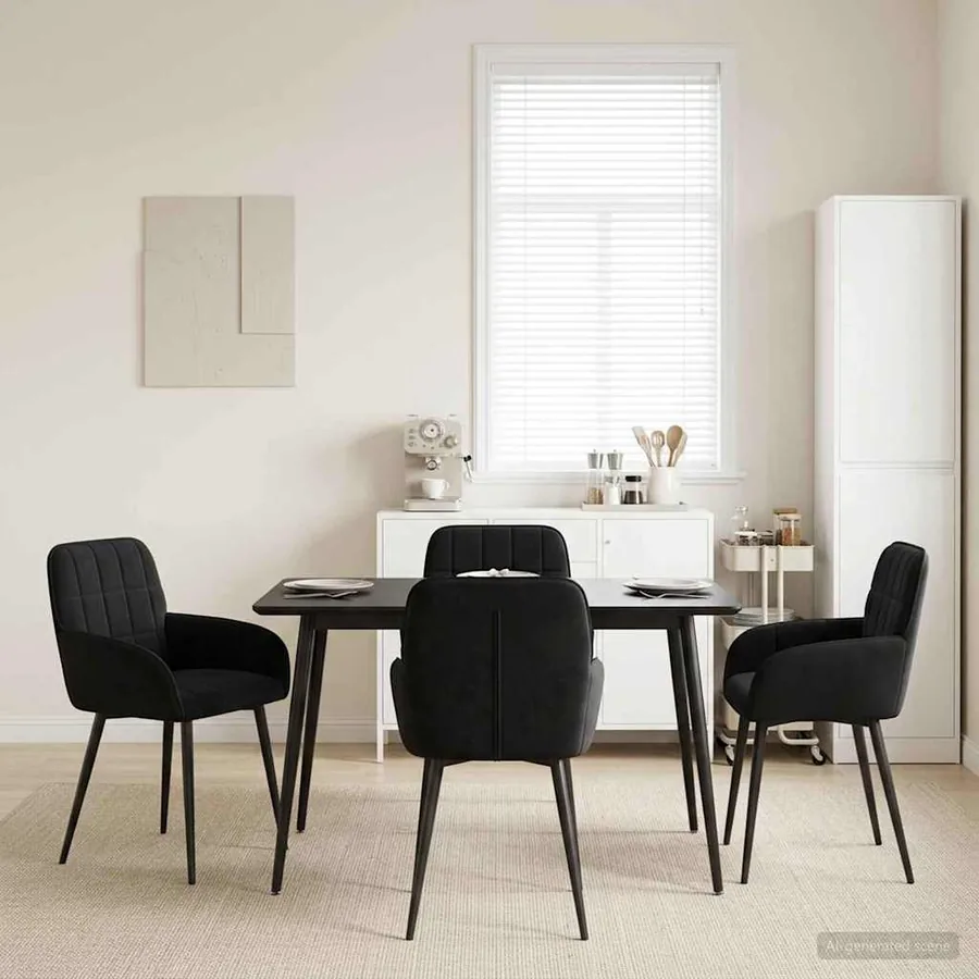 Chaises de salle à manger 4 pcs Velours Noir 57 x 50 x 85 cm