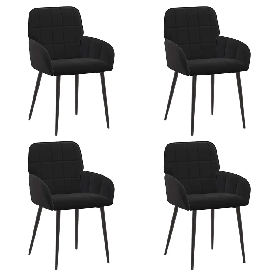 Chaises de salle à manger 4 pcs Velours Noir 57 x 50 x 85 cm - 2