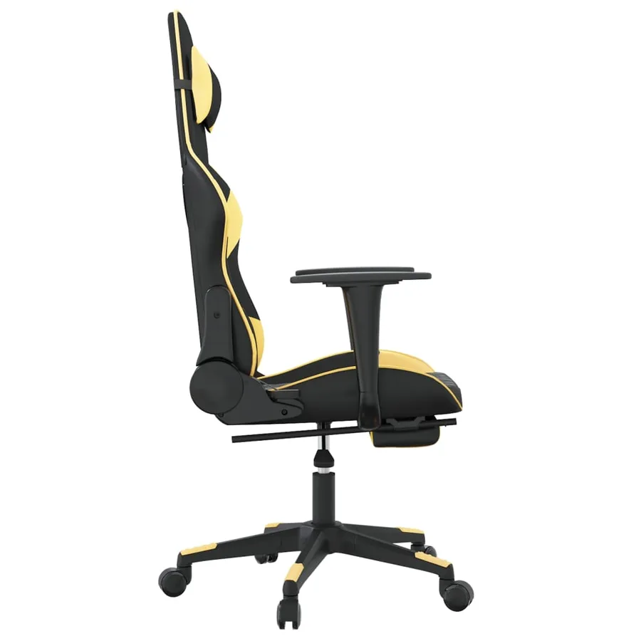 Chaise de jeu avec repose-pied Noir et doré Similicuir - 4