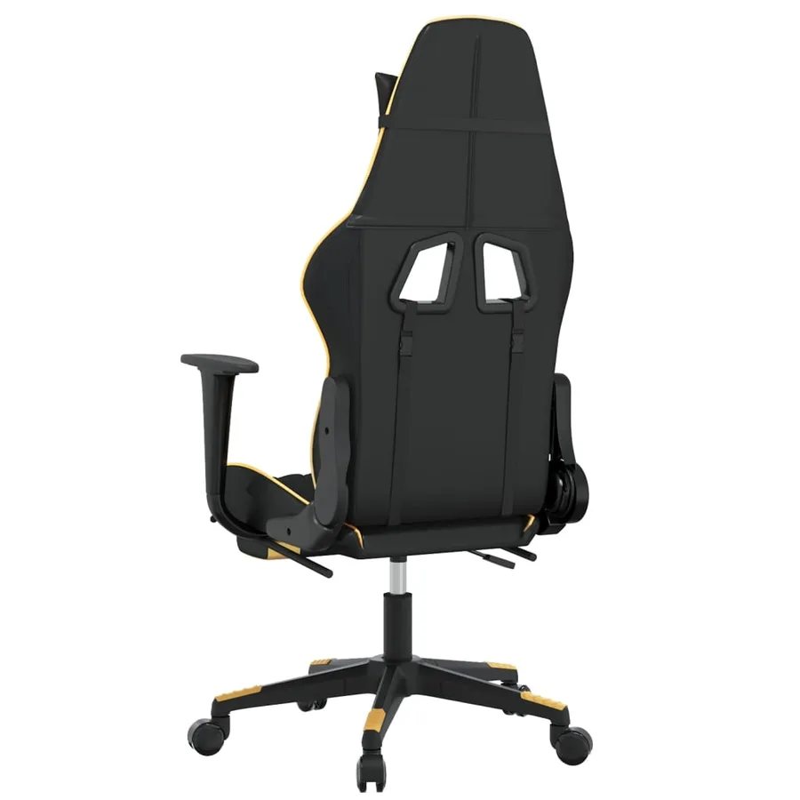 Chaise de jeu avec repose-pied Noir et doré Similicuir - 5