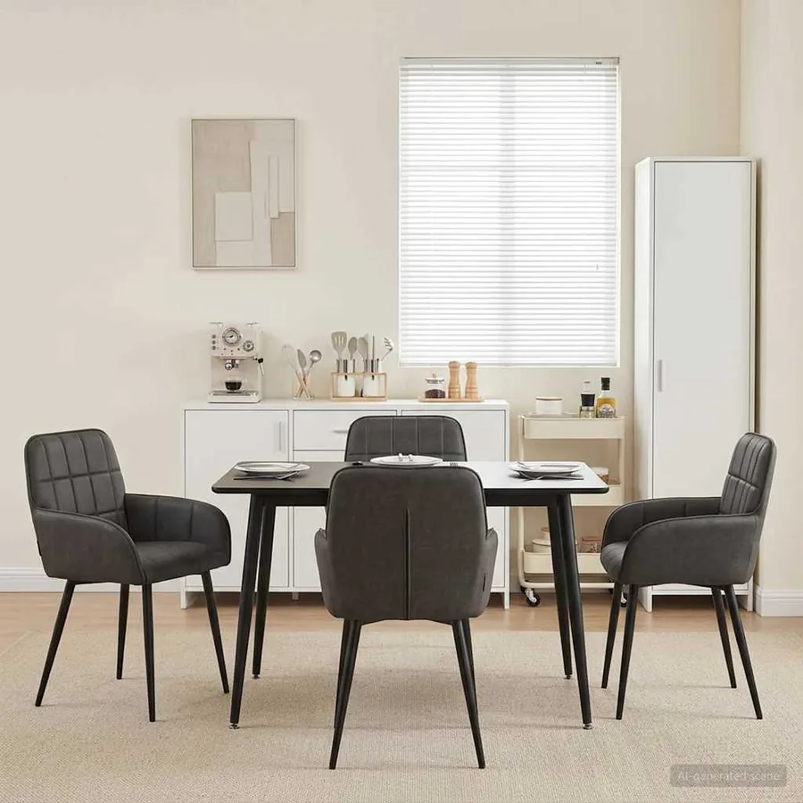 Chaises de salle à manger 4 pcs Simili cuir Noir