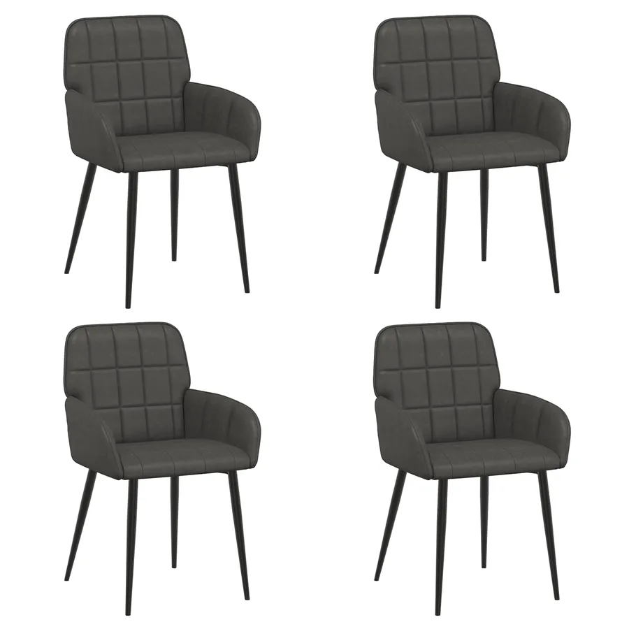 Chaises de salle à manger 4 pcs Simili cuir Noir - 2