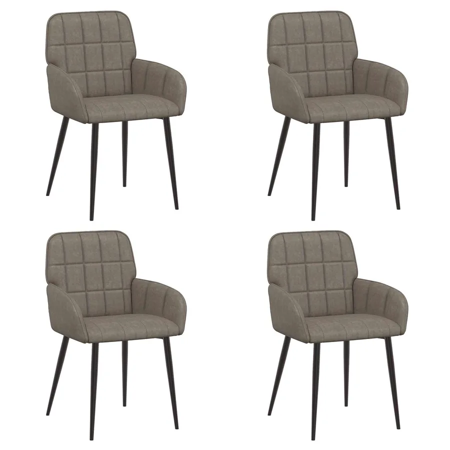 Chaises de salle à manger 4 pcs Simili cuir Gris - 2