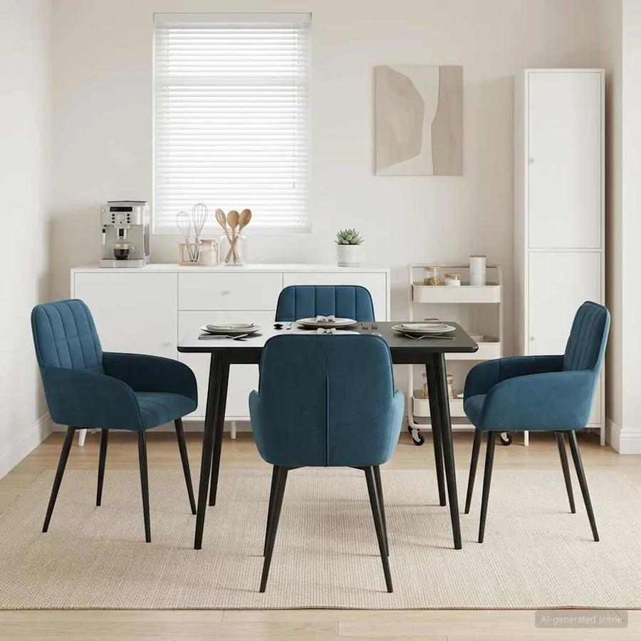 Chaises de salle à manger 4 pcs Velours Bleu 57 x 50 x 85 cm