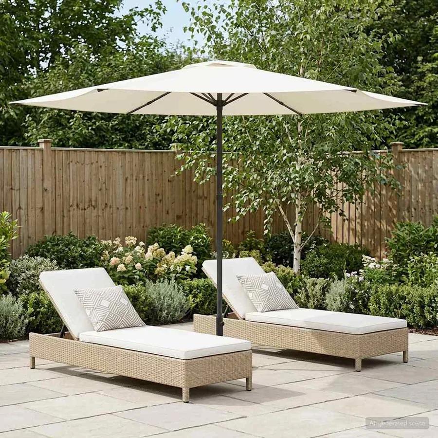 Parasol de jardin 300 x 300 cm Polyester Rectangulaire Crème
