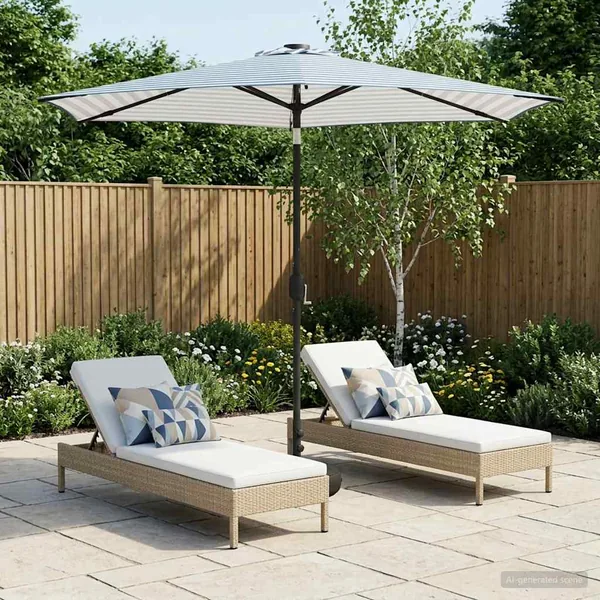 Parasol de jardin avec lumières LED et base 270 x 270 cm
