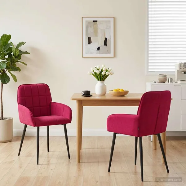 Chaises de salle à manger 2 pcs Velours Bordeaux