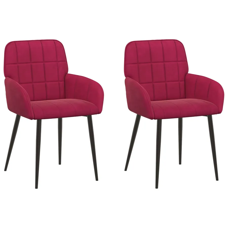 Chaises de salle à manger 2 pcs Velours Bordeaux - 2