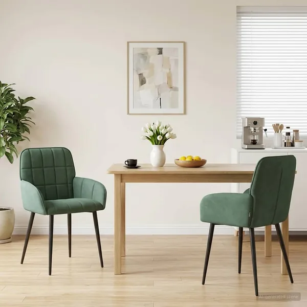 Chaises de salle à manger 2 pcs Velours Vert Mer