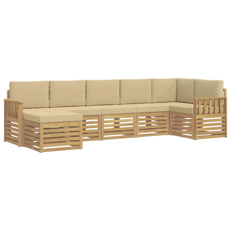 Ensemble de canapés d'extérieur 6 pcs Blanc et Beige - 2