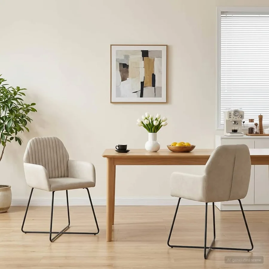 Chaises de salle à manger 2 pcs Velours Crème 55 x 50 x 84 cm