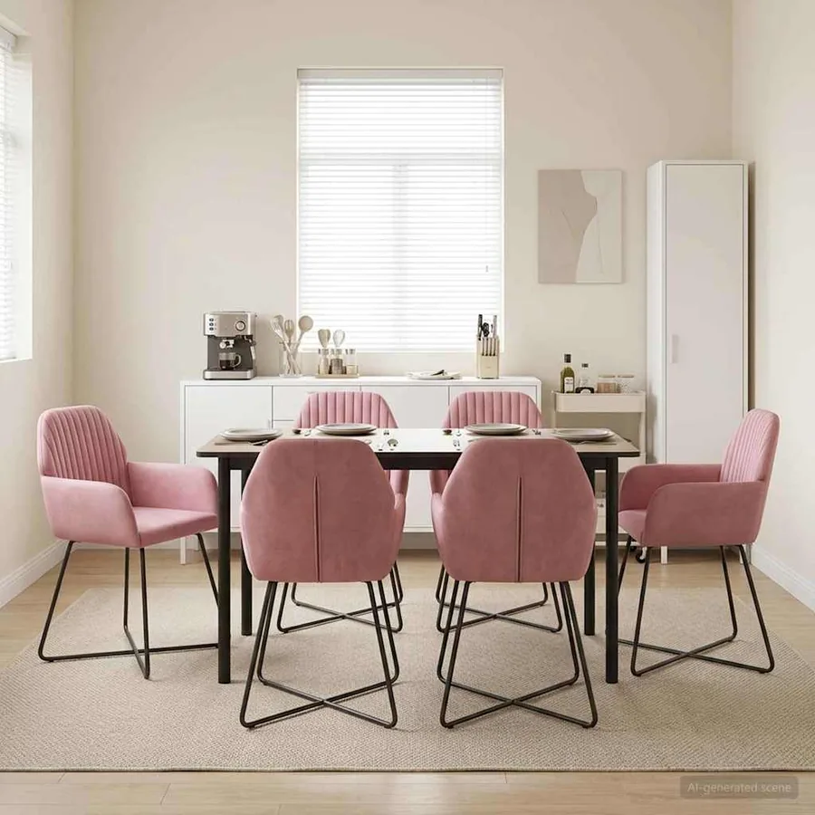 Chaises de salle à manger 6 pcs Velours Rose 55 x 50 x 84 cm