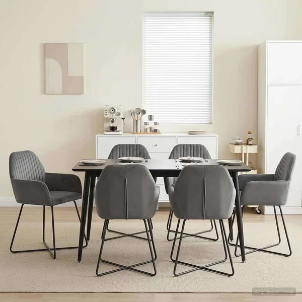 Chaises de salle à manger 6 pcs Velours Gris foncé