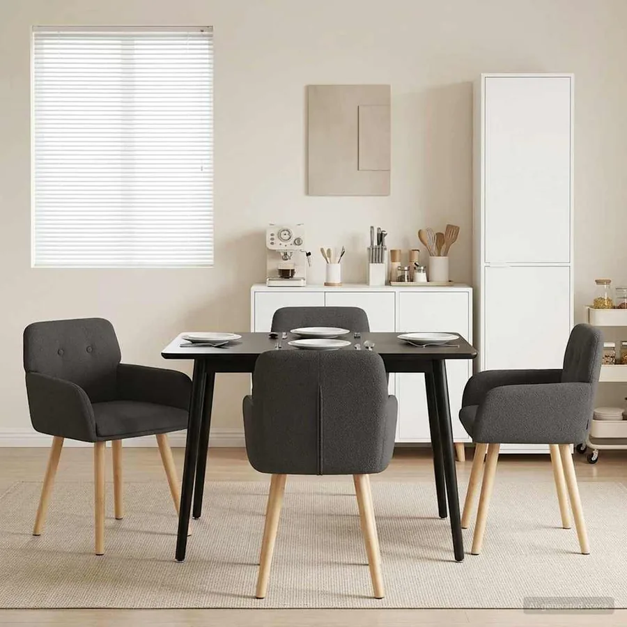 Chaises de salle à manger 4 pcs Bouclé Gris foncé