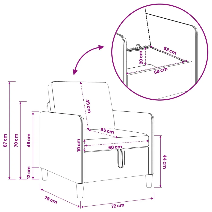 Canapé avec rangement 2 pcs Gris clair Polyester - 5