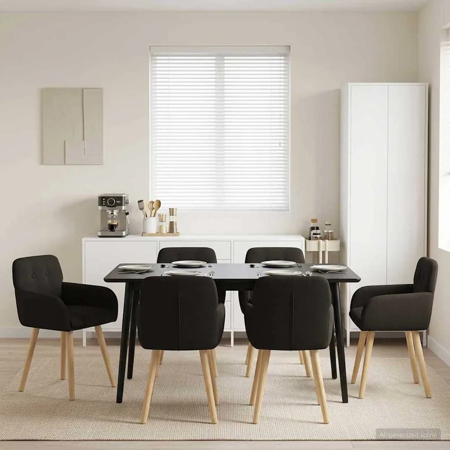 Chaises de salle à manger 6 pcs Bouclé Noir 59 x 57 x 85 cm