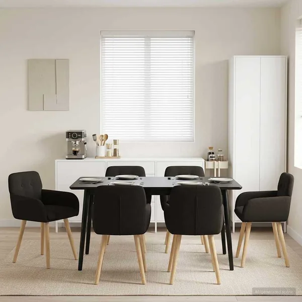 Chaises de salle à manger 6 pcs Bouclé Noir 59 x 57 x 85 cm