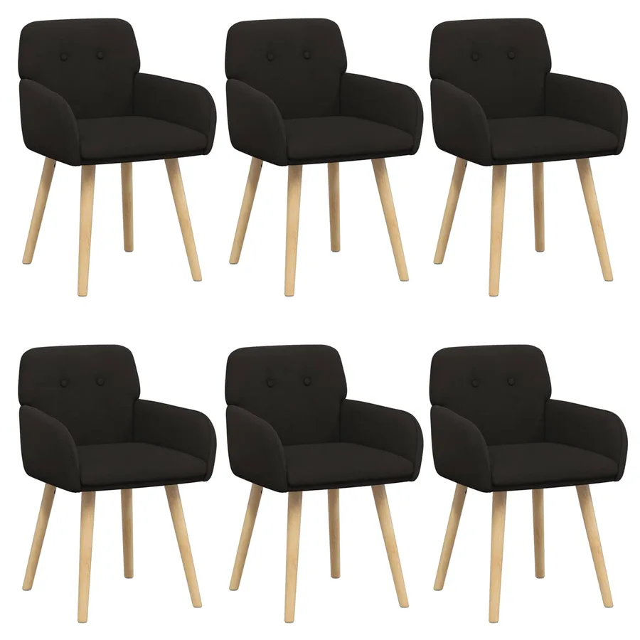 Chaises de salle à manger 6 pcs Bouclé Noir 59 x 57 x 85 cm - 2